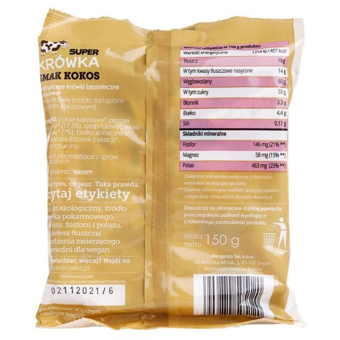 Krówki bezmleczne kokosowe bezglutenowe Super Krówka BIO 150g Krówki bezmleczne kokosowe bezglutenowe Super Krówka BIO 150g