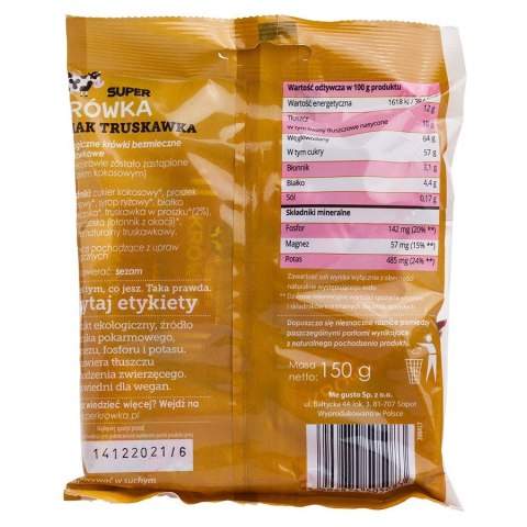 Krówki bezmleczne truskawkowe bezglutenowe Super Krówka BIO 150g Krówki bezmleczne truskawkowe bezglutenowe Super Krówka BIO 150g