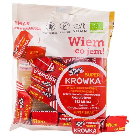Krówki bezmleczne truskawkowe bezglutenowe Super Krówka BIO 150g Krówki bezmleczne truskawkowe bezglutenowe Super Krówka BIO 150g