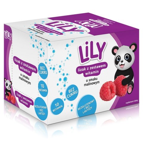 Lizak z zestawem witamin o smaku malinowym LILY, 8g Lizak z zestawem witamin o smaku malinowym LILY, 8g