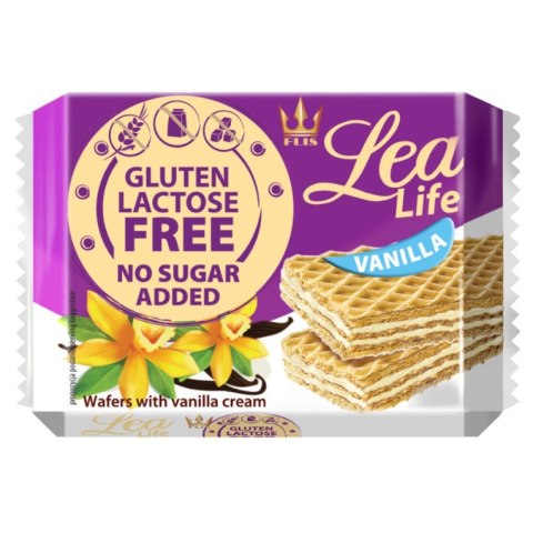 Wafle waniliowe bez glutenu laktozy i bez dodatku cukru Lea Life 95g Wafle waniliowe bez glutenu laktozy i bez dodatku cukru Lea Life 95g