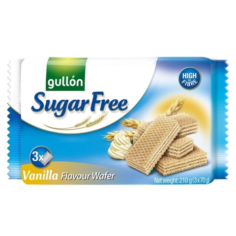 Wafle z nadzieniem o smaku waniliowym bez cukrów Gullón, 60g Wafle z nadzieniem o smaku waniliowym bez cukrów Gullón, 60g
