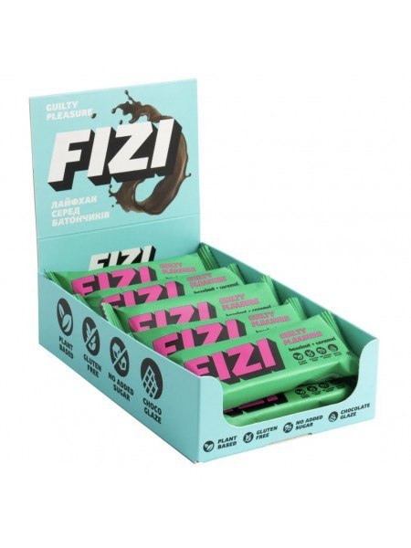 FIZI baton w polewie czekol. Hazelnut+ Caramel,45g FIZI baton w polewie czekol. Hazelnut+ Caramel,45g