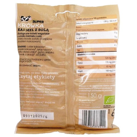 Krówki bezmleczne karmel z solą, bezglutenowe Super Krówka BIO, 150g Krówki bezmleczne karmel z solą, bezglutenowe Super Krówka BIO, 150g