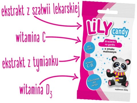 Lily Candy drażetki o smaku maliny NA GARDŁO 40 g Lily Candy drażetki o smaku maliny NA GARDŁO 40 g