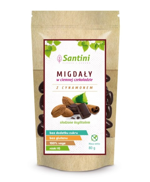 Migdały w ciemnej czekoladzie Santini, 80 g Migdały w ciemnej czekoladzie Santini, 80 g