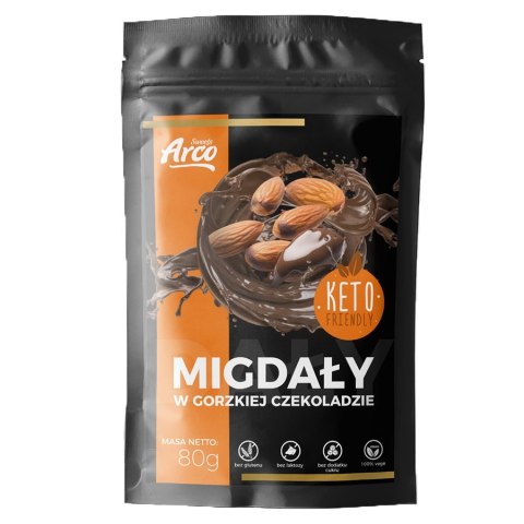 Migdały w czekoladzie bez cukru Arco Sweets, 80g Migdały w czekoladzie bez cukru Arco Sweets, 80g