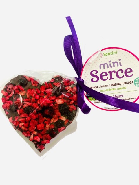 Mini SERCE czekolada Ciemna z maliną i jagodą 20g Mini SERCE czekolada Ciemna z maliną i jagodą 20g