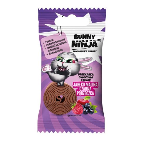 Przekąska owocowa o smaku jabłko-malina-czarna porzeczka Bunny Ninja, 15g Przekąska owocowa o smaku jabłko-malina-czarna porzeczka Bunny Ninja, 15g