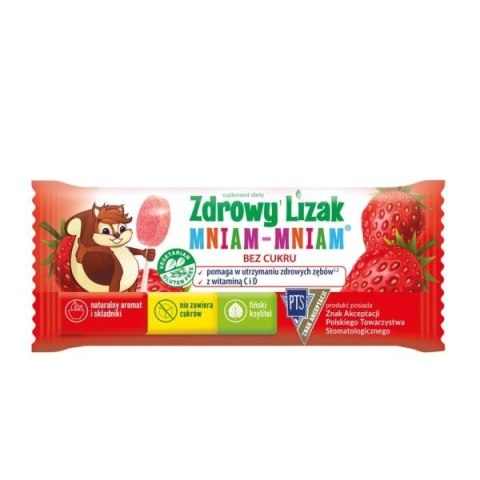 Zdrowy lizak Mniam-Mniam 6g smak truskawkowy Zdrowy lizak Mniam-Mniam 6g smak truskawkowy