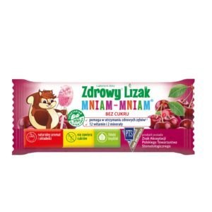 Zdrowy lizak Mniam-Mniam 6g smak wiśnia mussująca Zdrowy lizak Mniam-Mniam 6g smak wiśnia mussująca