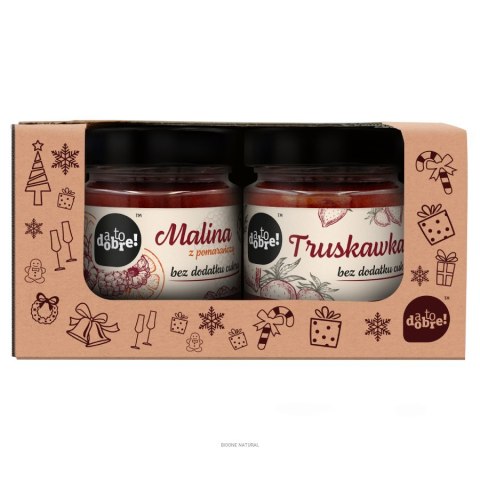 Zestaw: Malina + Truskawka bez dodatku cukru o konsystencji konfitury A To Dobre!, 2x 195g Zestaw: Malina + Truskawka bez dodatku cukru o konsystencji konfitury A To Dobre!, 2x 195g