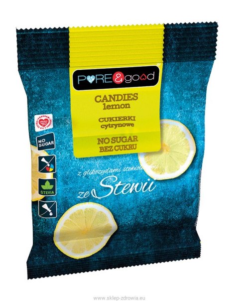 Cukierki cytrynowe bez cukru 50g, Pure&Good Cukierki cytrynowe bez cukru 50g, Pure&Good