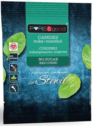Cukierki eukaliptus, mięta ze stewią 50g Pure&Good