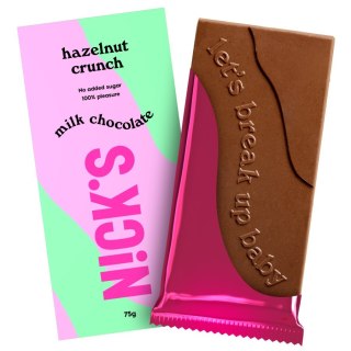 Czekolada mleczna z kawałkami prażonych orzechów laskowych Nick's, 75g