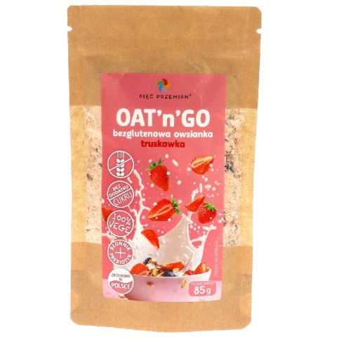 Owsianka truskawkowa bezglutenowa OAT'n'GO Pięć Przemian, 85 g Owsianka truskawkowa bezglutenowa OAT'n'GO Pięć Przemian, 85 g